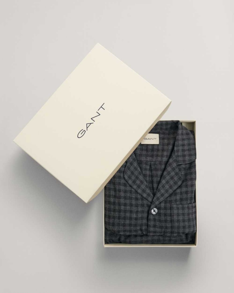 Gant Flannel Gift Box Men's Pajamas Dark Grey Melange | XQRUN-4890