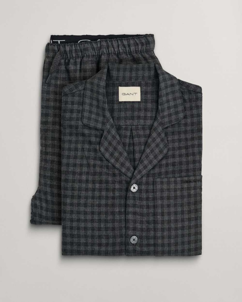 Gant Flannel Gift Box Men\'s Pajamas Dark Grey Melange | XQRUN-4890