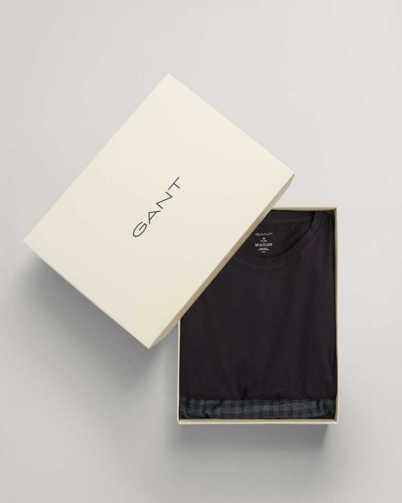 Gant Flannel Gift Box Men's Pajamas Dark Grey Melange | ENUOV-1693