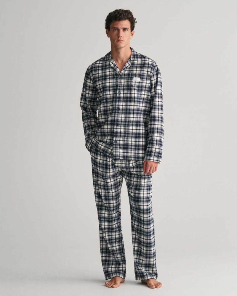 Gant Flannel Gift Box Men's Pajamas Evening Blue | JWIVX-1596