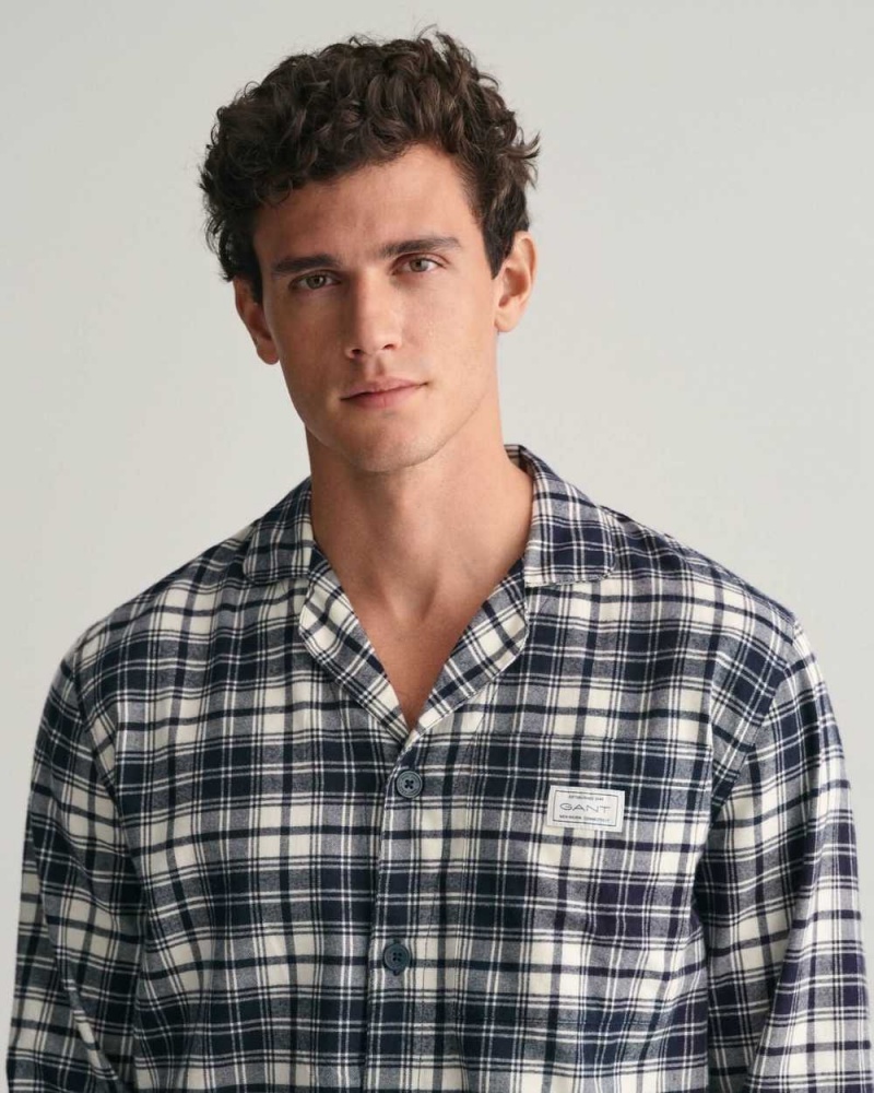 Gant Flannel Gift Box Men's Pajamas Evening Blue | JWIVX-1596