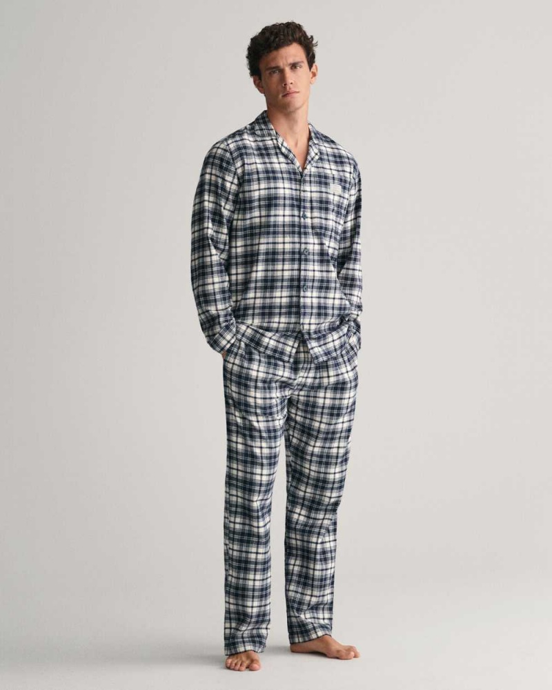 Gant Flannel Gift Box Men's Pajamas Evening Blue | JWIVX-1596