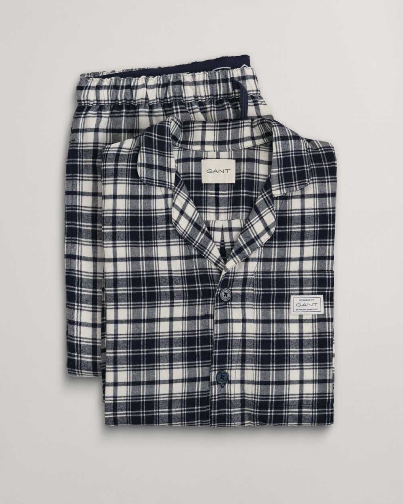 Gant Flannel Gift Box Men\'s Pajamas Evening Blue | JWIVX-1596