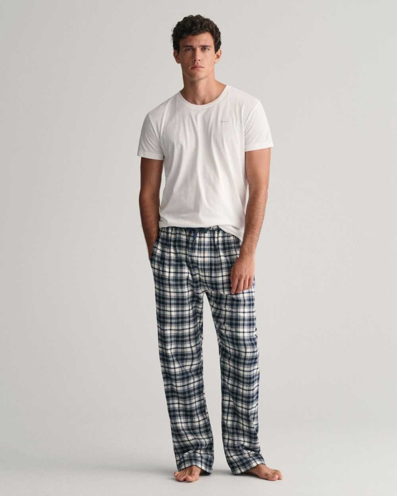 Gant Flannel Men's Pajamas Evening Blue | PSJEY-0415