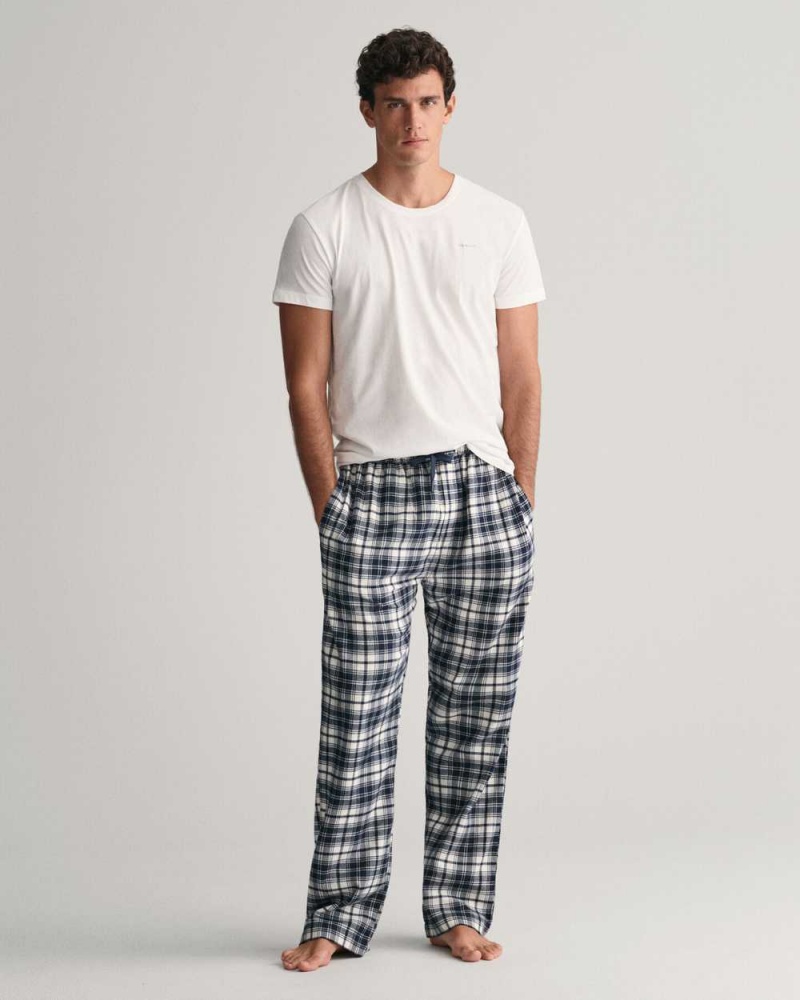 Gant Flannel Men's Pajamas Evening Blue | PSJEY-0415