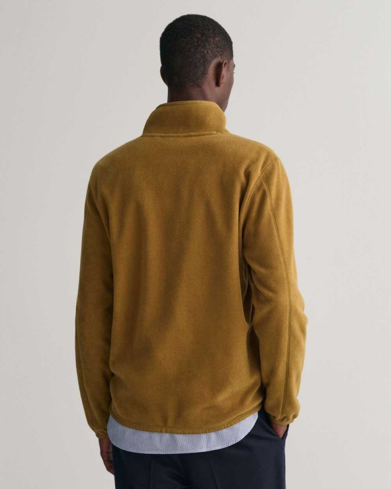 Gant Fleece Zip Men's Jackets Mustard Beige | JOTSD-6472