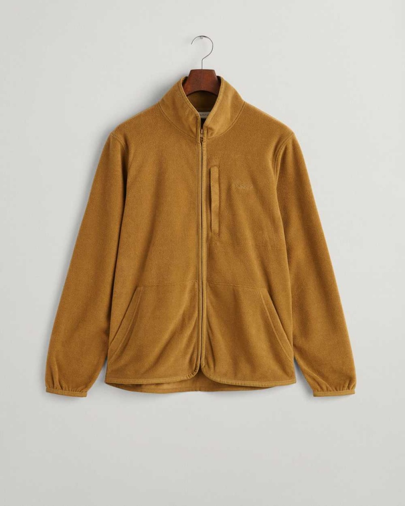 Gant Fleece Zip Men's Jackets Mustard Beige | JOTSD-6472