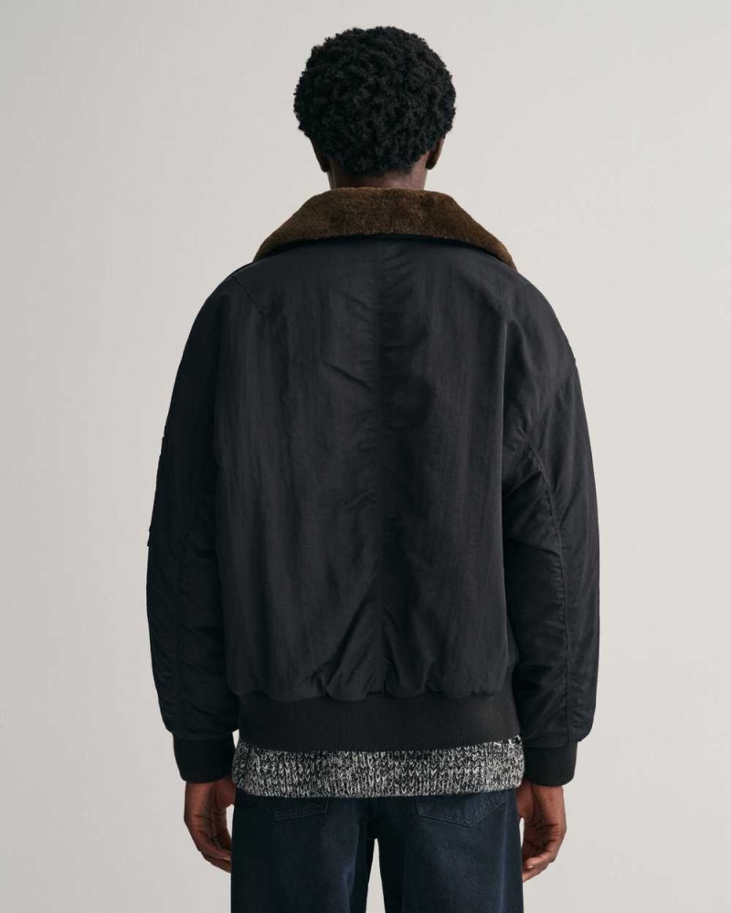 Gant Flight Bomber Men's Jackets Black | KDCYN-2915