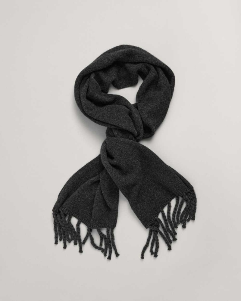 Gant Fluffy Wool Knit Men's Scarves Dark Grey | WXAEV-8620