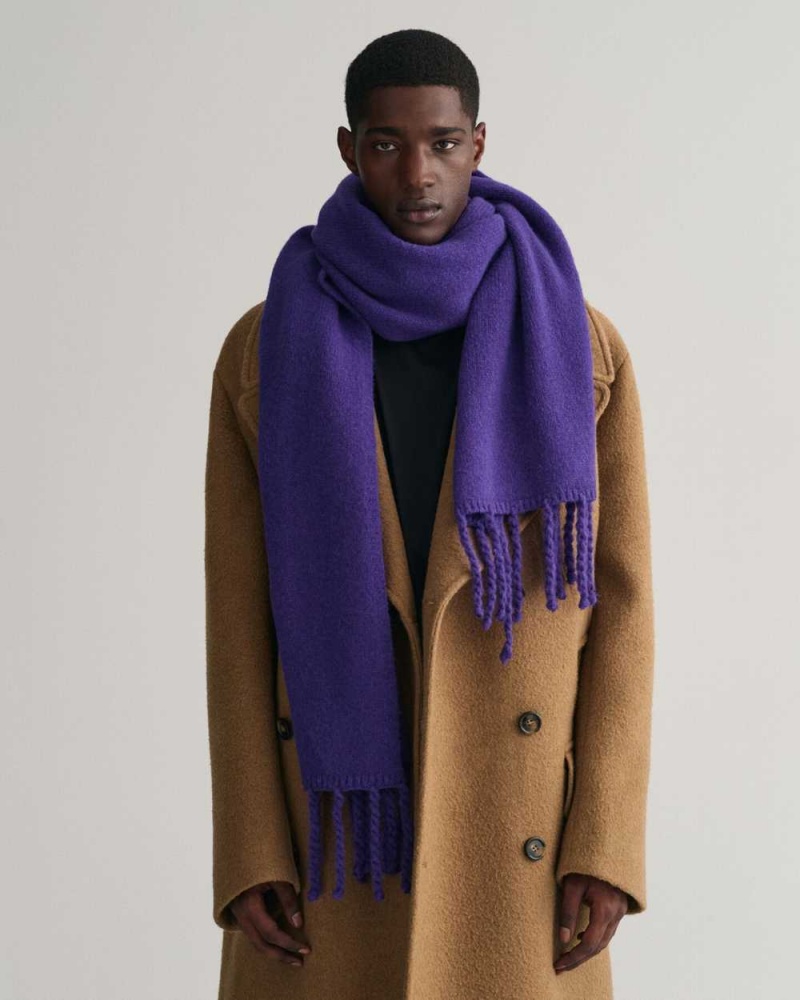 Gant Fluffy Wool Knit Men\'s Scarves Pansy Purple | PBZLS-7642