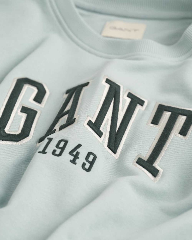 Gant GANT Graphic Crew Neck Women's Sweatshirts Dusty Turquoise | QPYSR-8719