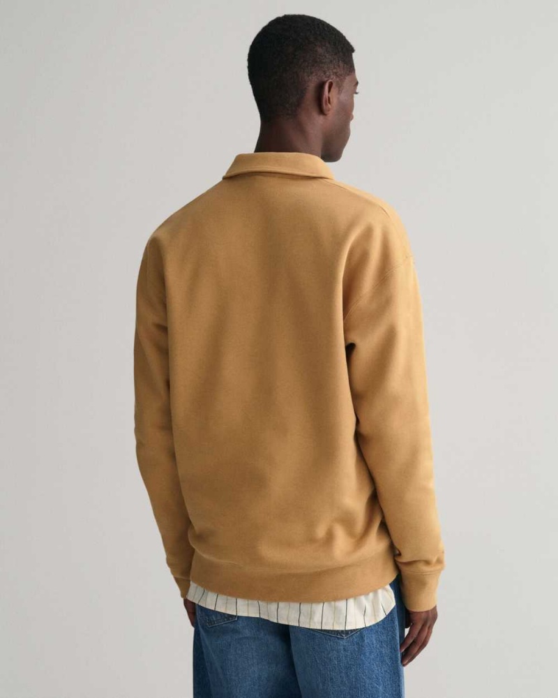 Gant GANT Icon Half-Zip Men's Sweatshirts Wheat Beige | CUATQ-6523