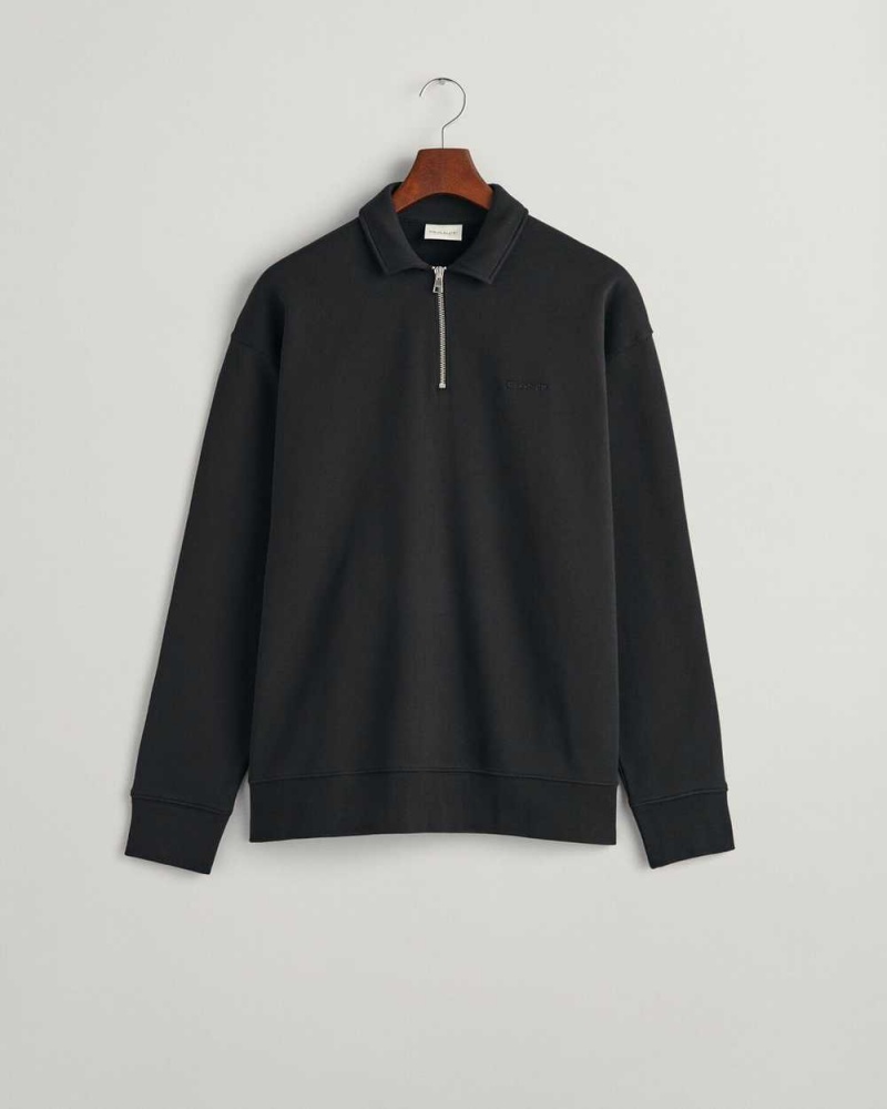 Gant GANT Icon Half-Zip Men's Sweatshirts Black | RYWCP-2016