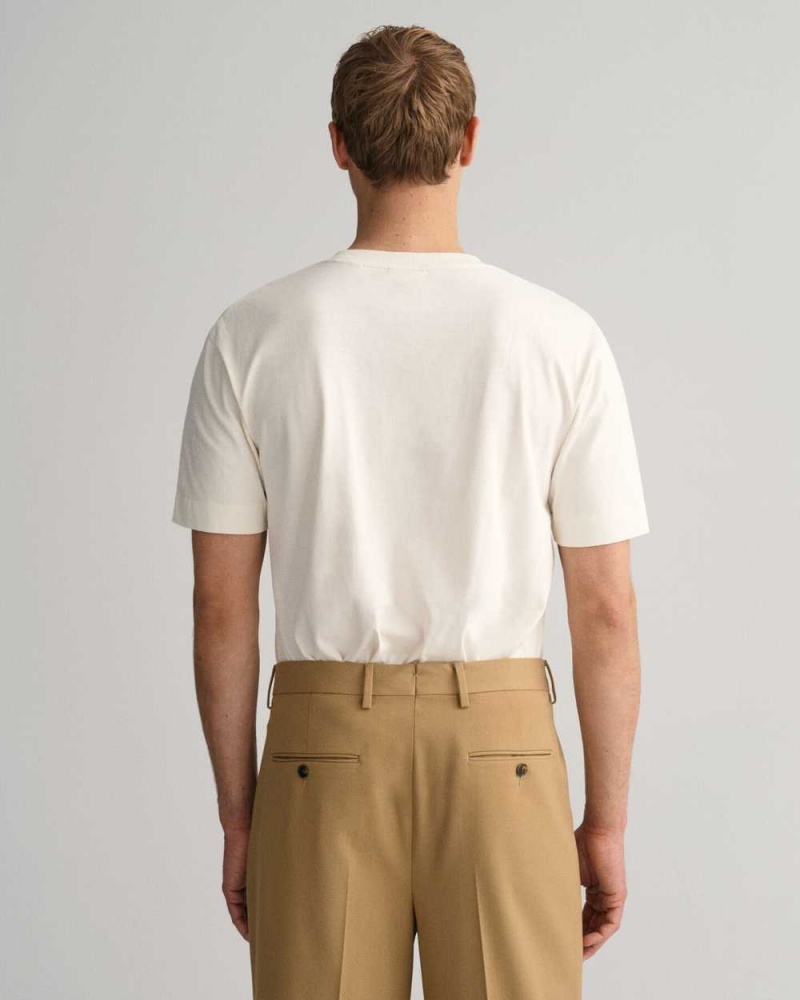 Gant GANT Icon Men's T-Shirt Cream | TIJNQ-5486