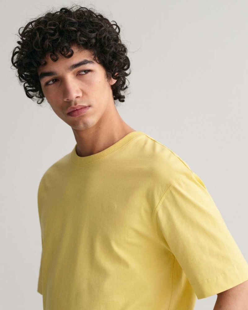 Gant GANT Icon Men's T-Shirt Light Mustard Yellow | XJZDG-4796