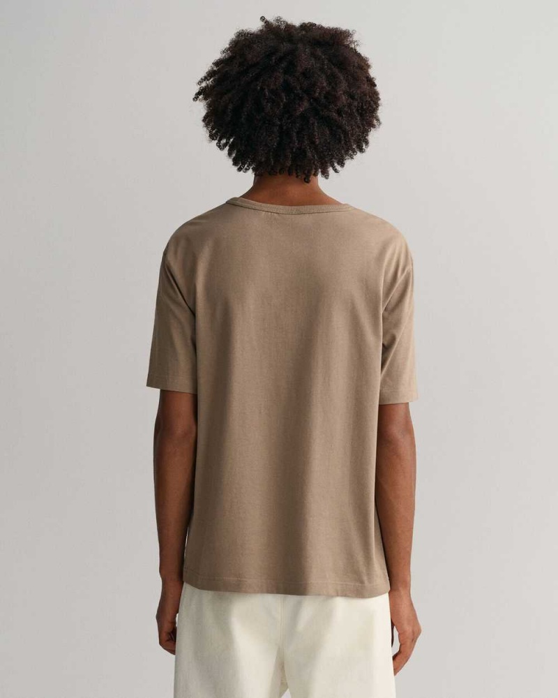 Gant GANT Icon Men's T-Shirt Taupe Beige | KXQYL-6340