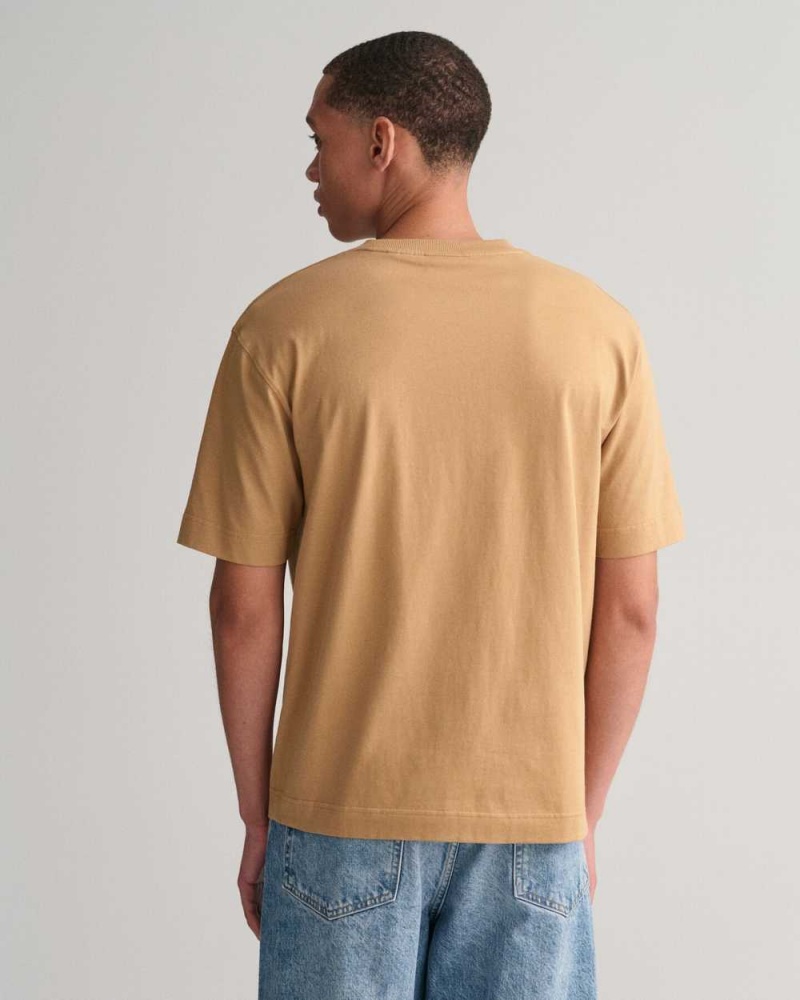 Gant GANT Icon Men's T-Shirt Wheat Beige | ZQXID-5372