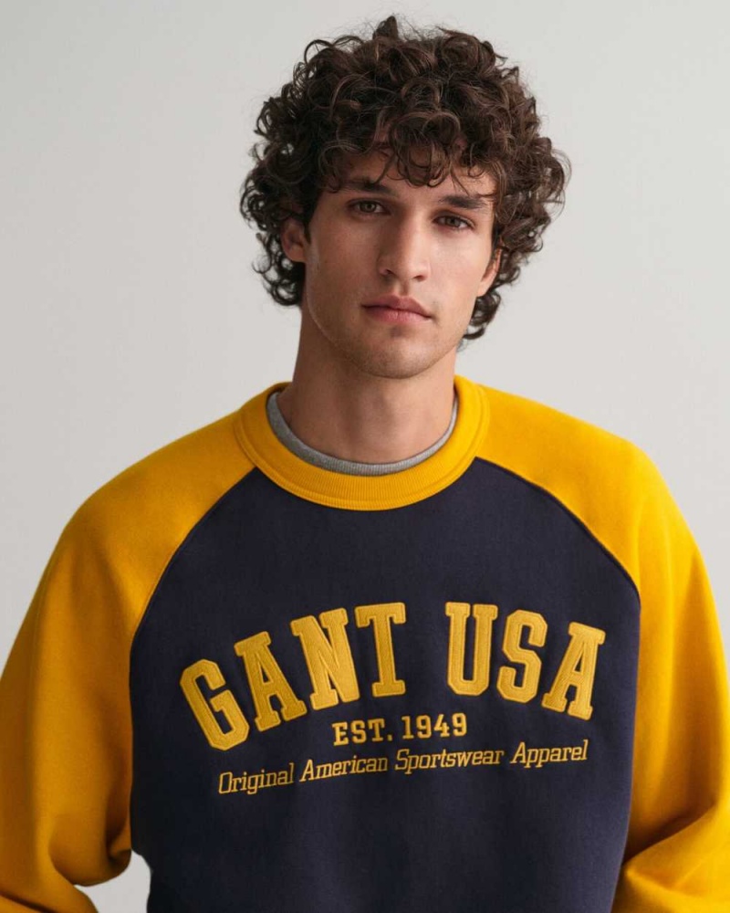 Gant GANT USA Crew Neck Men's Sweatshirts Evening Blue | HERLS-3015