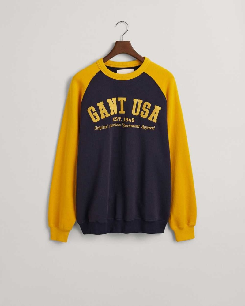 Gant GANT USA Crew Neck Men's Sweatshirts Evening Blue | HERLS-3015