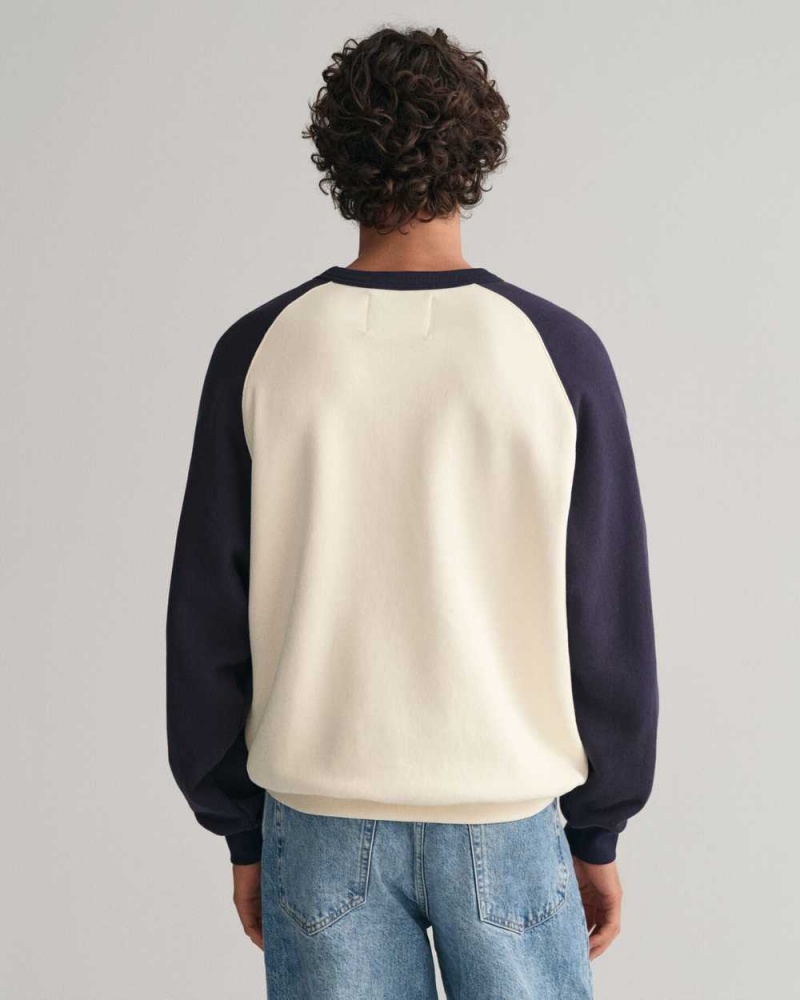 Gant GANT USA Crew Neck Men's Sweatshirts Cream | ZIBLM-2504