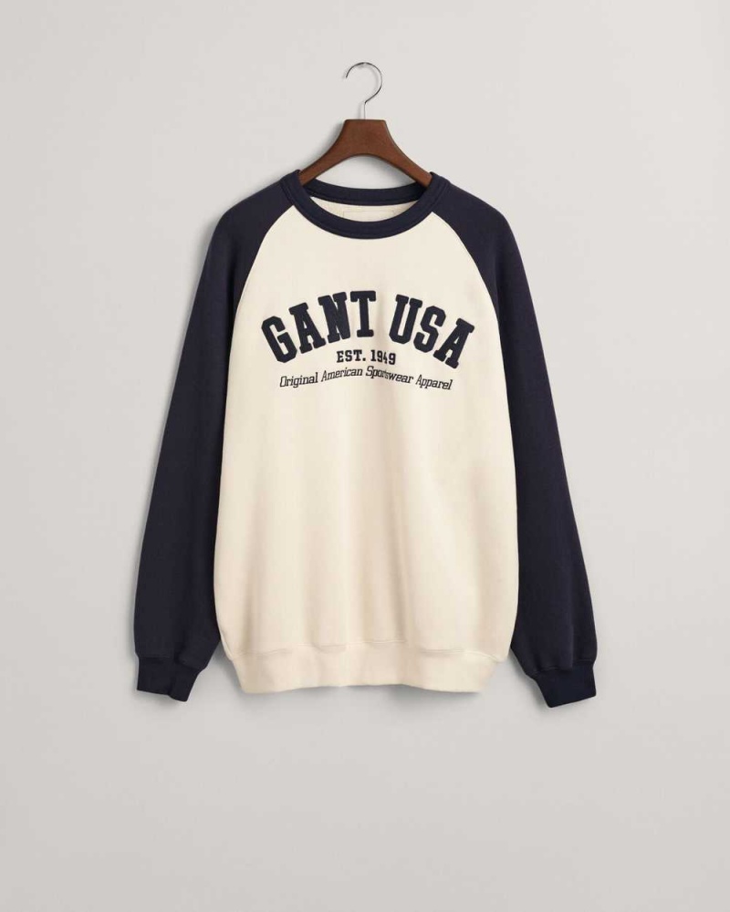 Gant GANT USA Crew Neck Women's Sweatshirts Cream | APJLG-3879