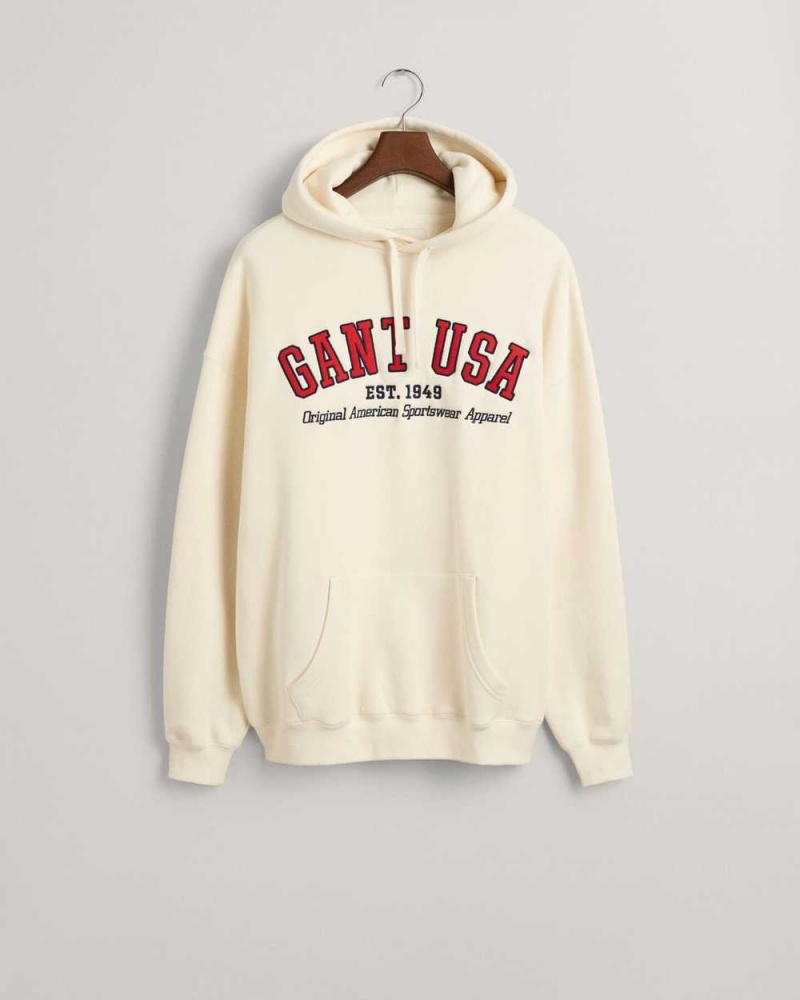 Gant GANT USA Men's Hoodie Cream | VRANW-0256