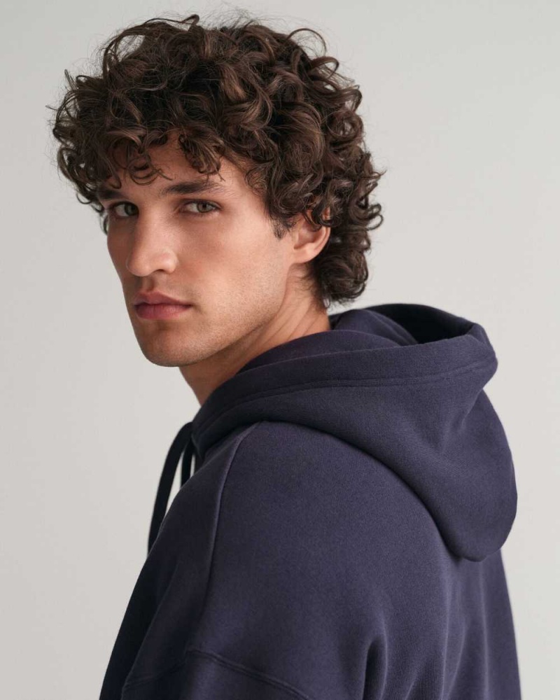 Gant GANT USA Men's Hoodie Evening Blue | QYWDL-1905