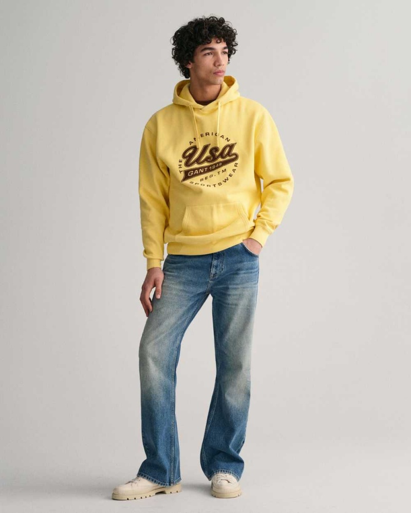 Gant GANT USA Men's Hoodie Light Mustard Yellow | CDEGK-9870