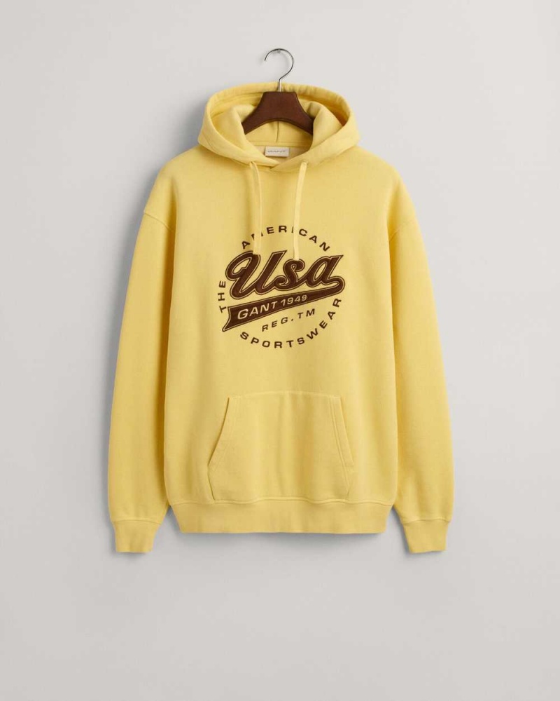 Gant GANT USA Men's Hoodie Light Mustard Yellow | CDEGK-9870