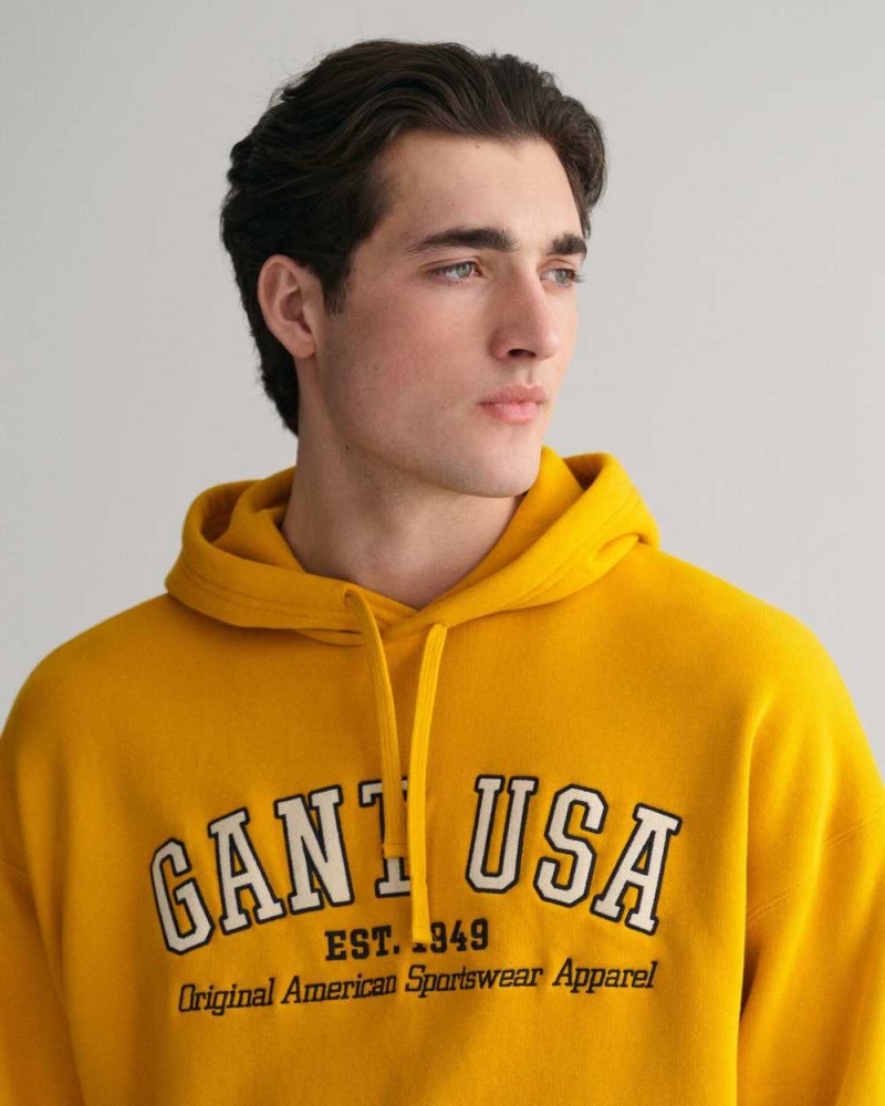 Gant GANT USA Men's Hoodie Sunflower Yellow | EQHRI-5987