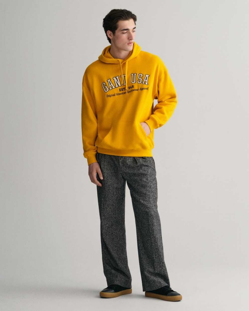 Gant GANT USA Men's Hoodie Sunflower Yellow | EQHRI-5987