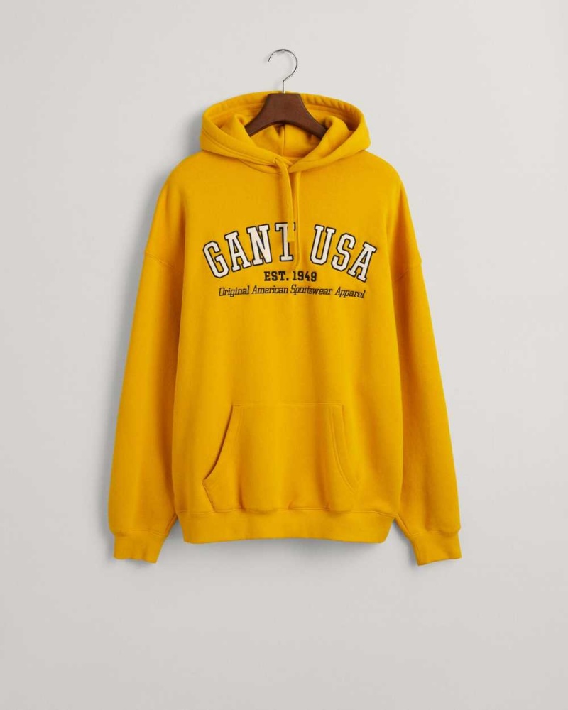 Gant GANT USA Men's Hoodie Sunflower Yellow | EQHRI-5987