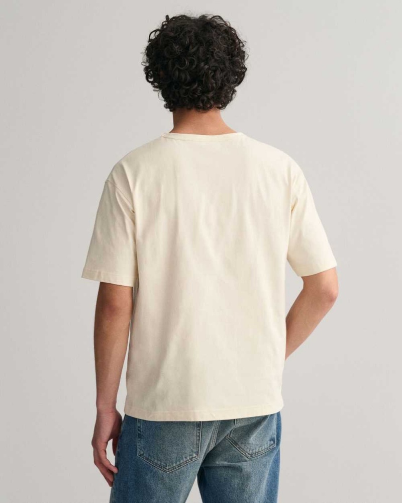 Gant GANT USA Men's T-Shirt Cream | BDLWQ-9853