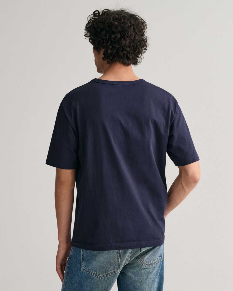 Gant GANT USA Men's T-Shirt Evening Blue | CHLEA-5719