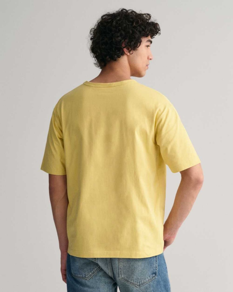 Gant GANT USA Men's T-Shirt Light Mustard Yellow | SLFJM-2951