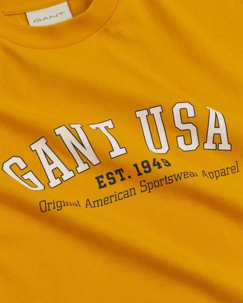 Gant GANT USA Men's T-Shirt Sunflower Yellow | PZHAW-5801