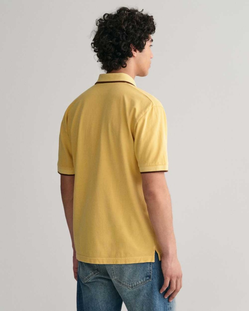 Gant GANT USA Piqué Men's Polo Shirt Light Mustard Yellow | EYUJL-6349