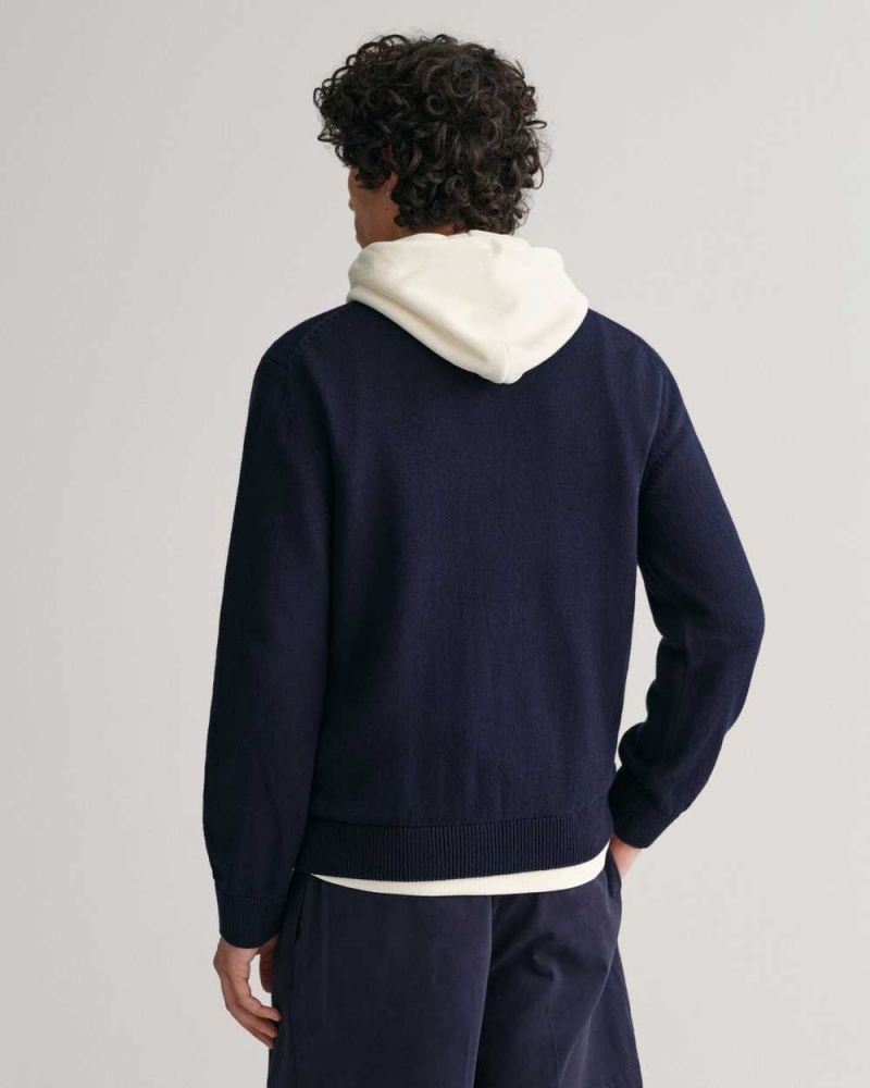 Gant GANT Varsity Graphic Crew Neck Men's Sweater Evening Blue | OEPBH-2348