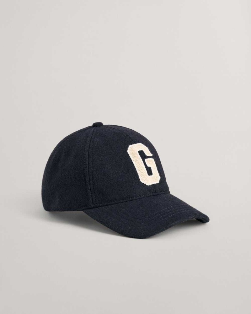 Gant G Badge Wool Men's Caps Evening Blue | DHNIR-1580