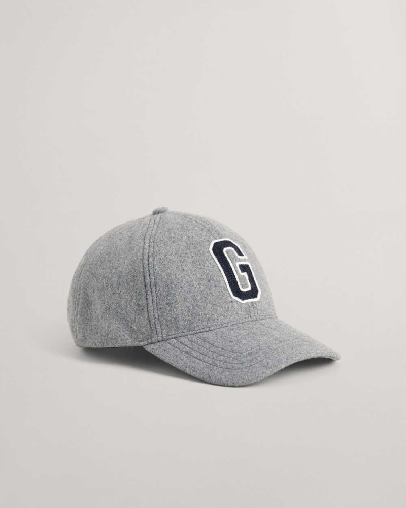 Gant G Badge Wool Men's Caps Grey Melange | VRXFH-8436