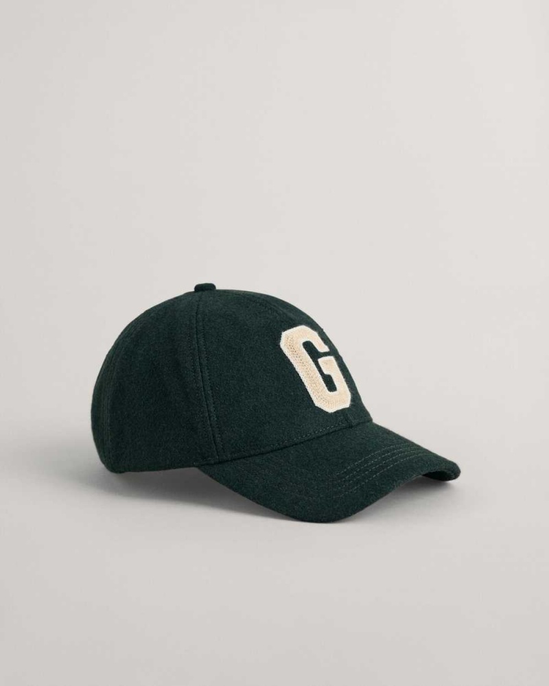 Gant G Badge Wool Men's Caps Tartan Green | FNYPG-8410