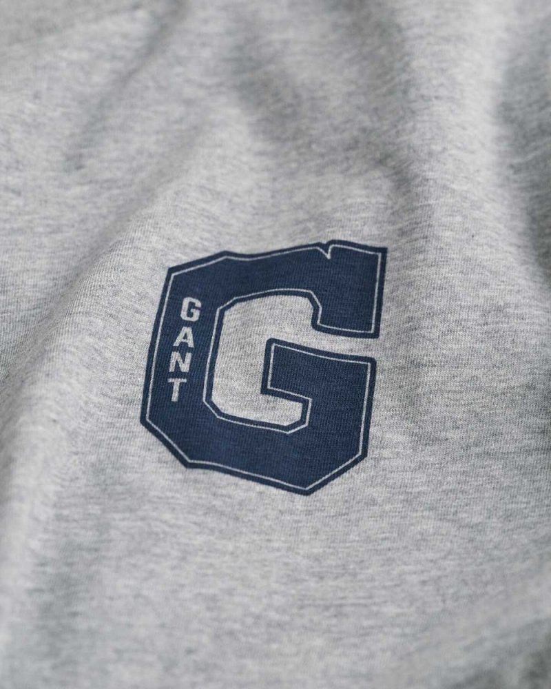 Gant G Crew Neck Long Sleeve Women's T-Shirt Grey Melange | ZMQYN-9073