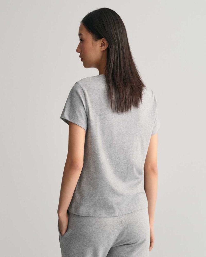 Gant G Crew Neck Women's T-Shirt Grey Melange | REFAO-1063