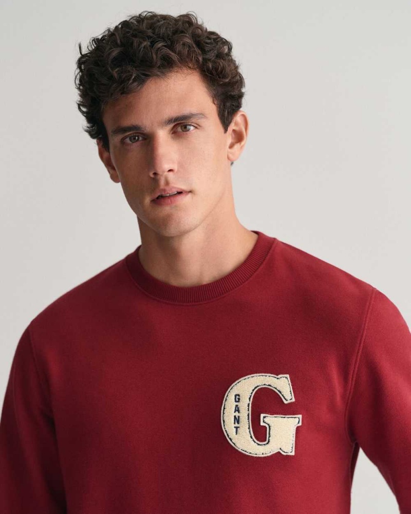 Gant G Graphic Crew Neck Men's Sweatshirts Plumped Red | EHJFU-5427