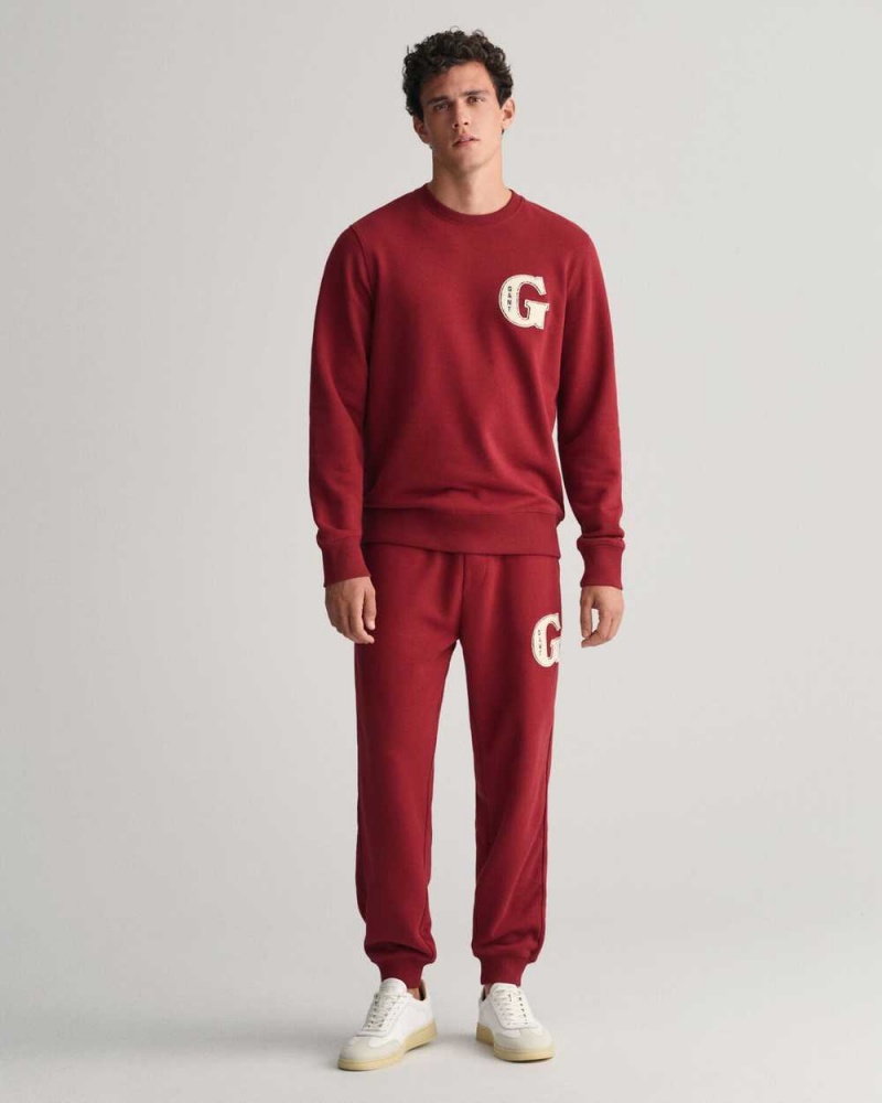 Gant G Graphic Crew Neck Men's Sweatshirts Plumped Red | EHJFU-5427