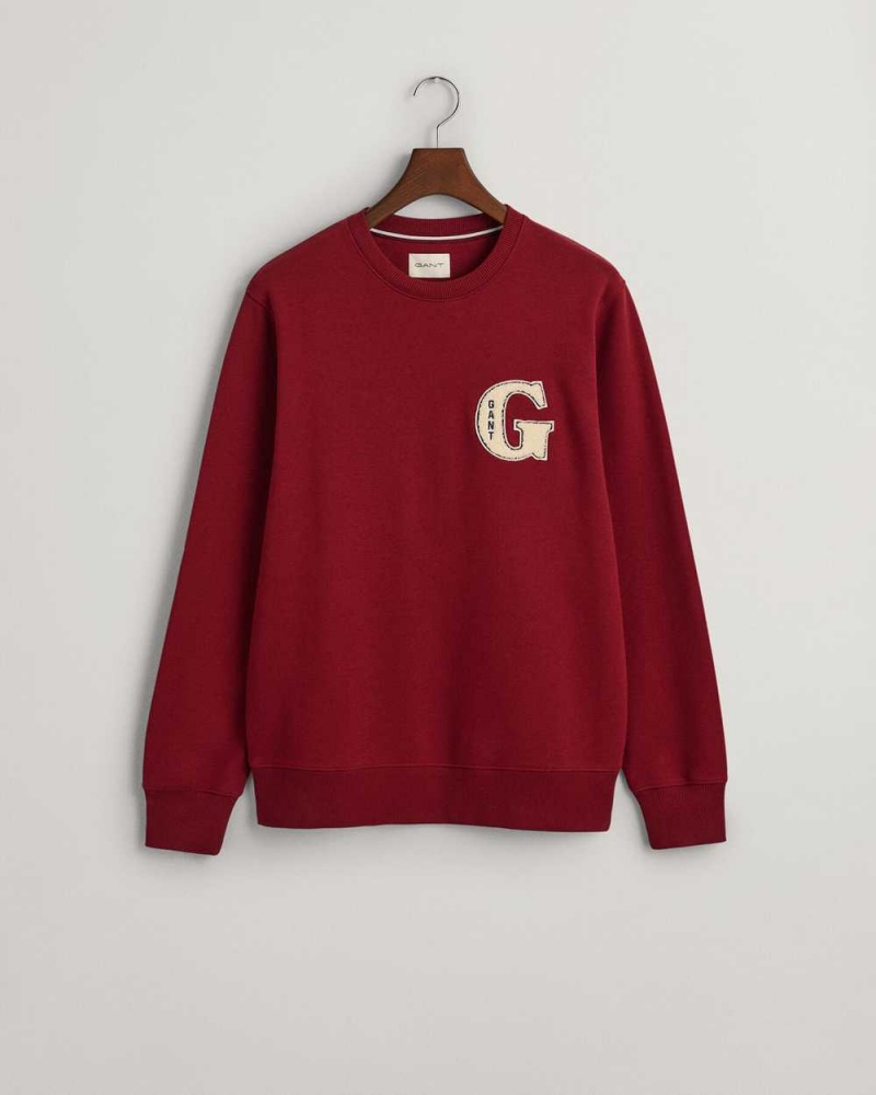 Gant G Graphic Crew Neck Men's Sweatshirts Plumped Red | EHJFU-5427