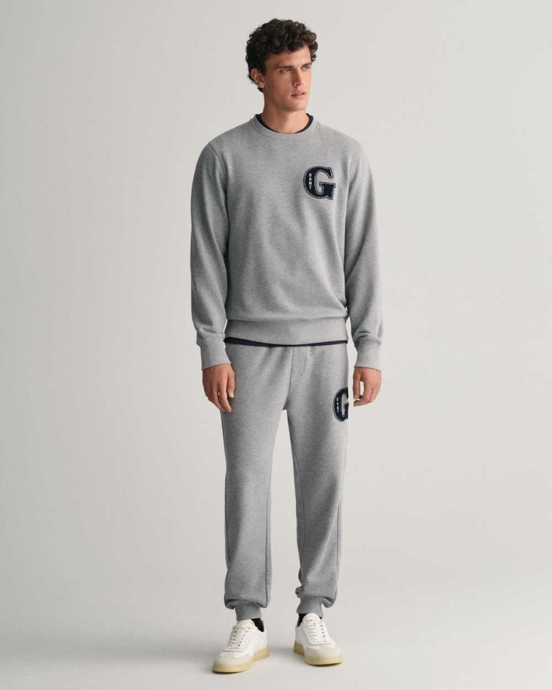 Gant G Graphic Crew Neck Men's Sweatshirts Grey Melange | CRIZS-8327