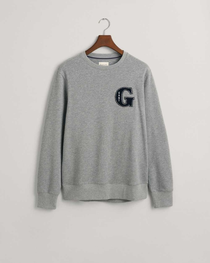 Gant G Graphic Crew Neck Men's Sweatshirts Grey Melange | CRIZS-8327