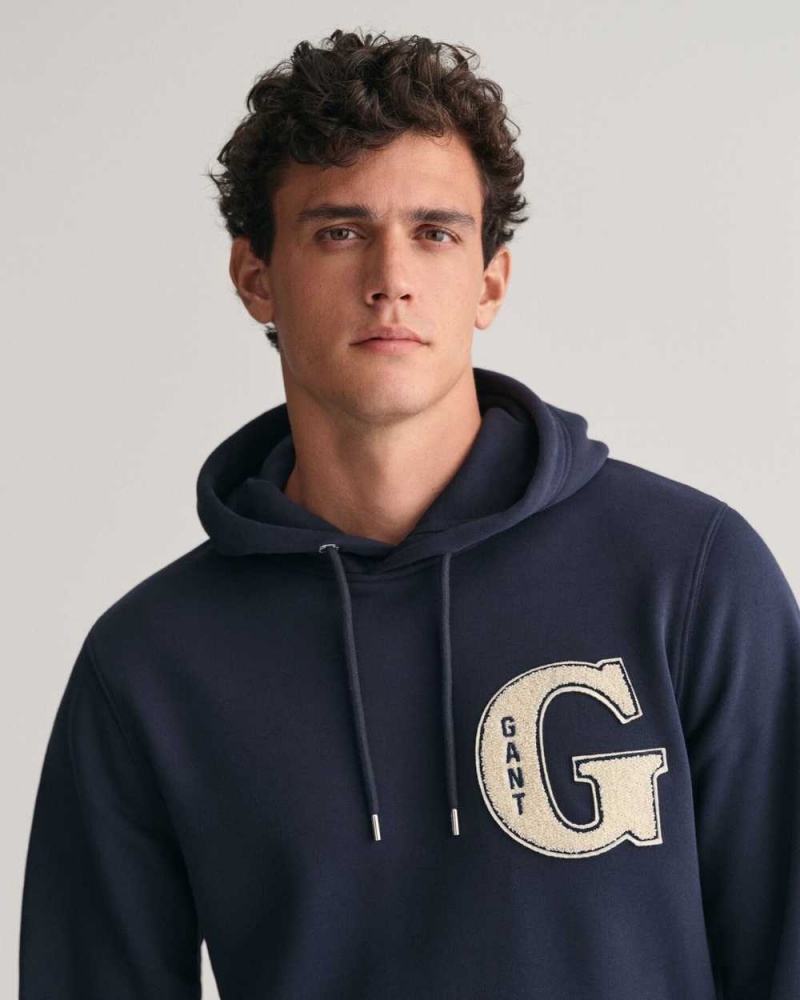 Gant G Graphic Men's Hoodie Evening Blue | GYNLC-3608