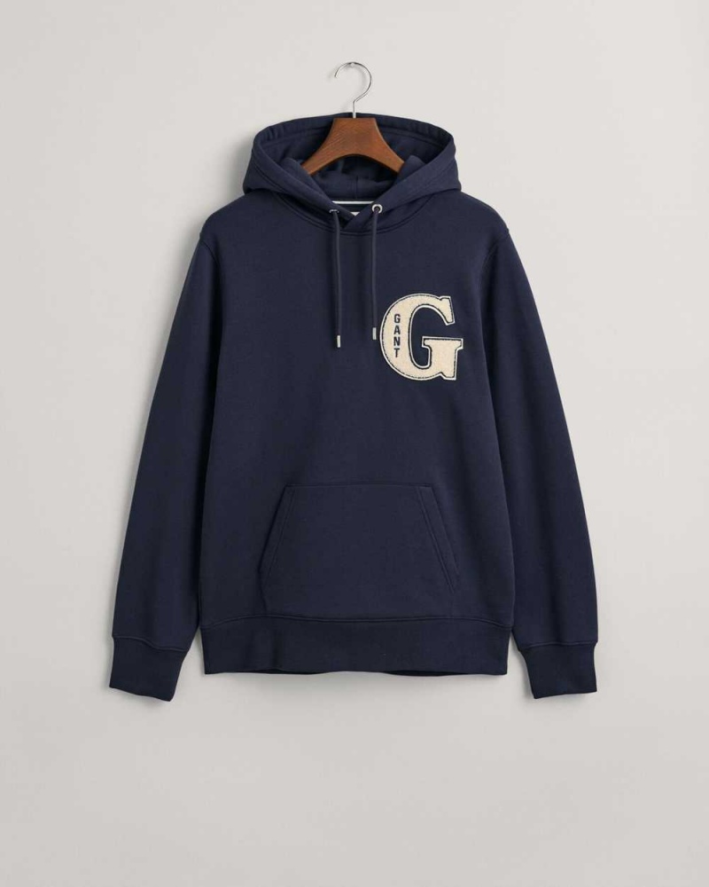 Gant G Graphic Men's Hoodie Evening Blue | GYNLC-3608